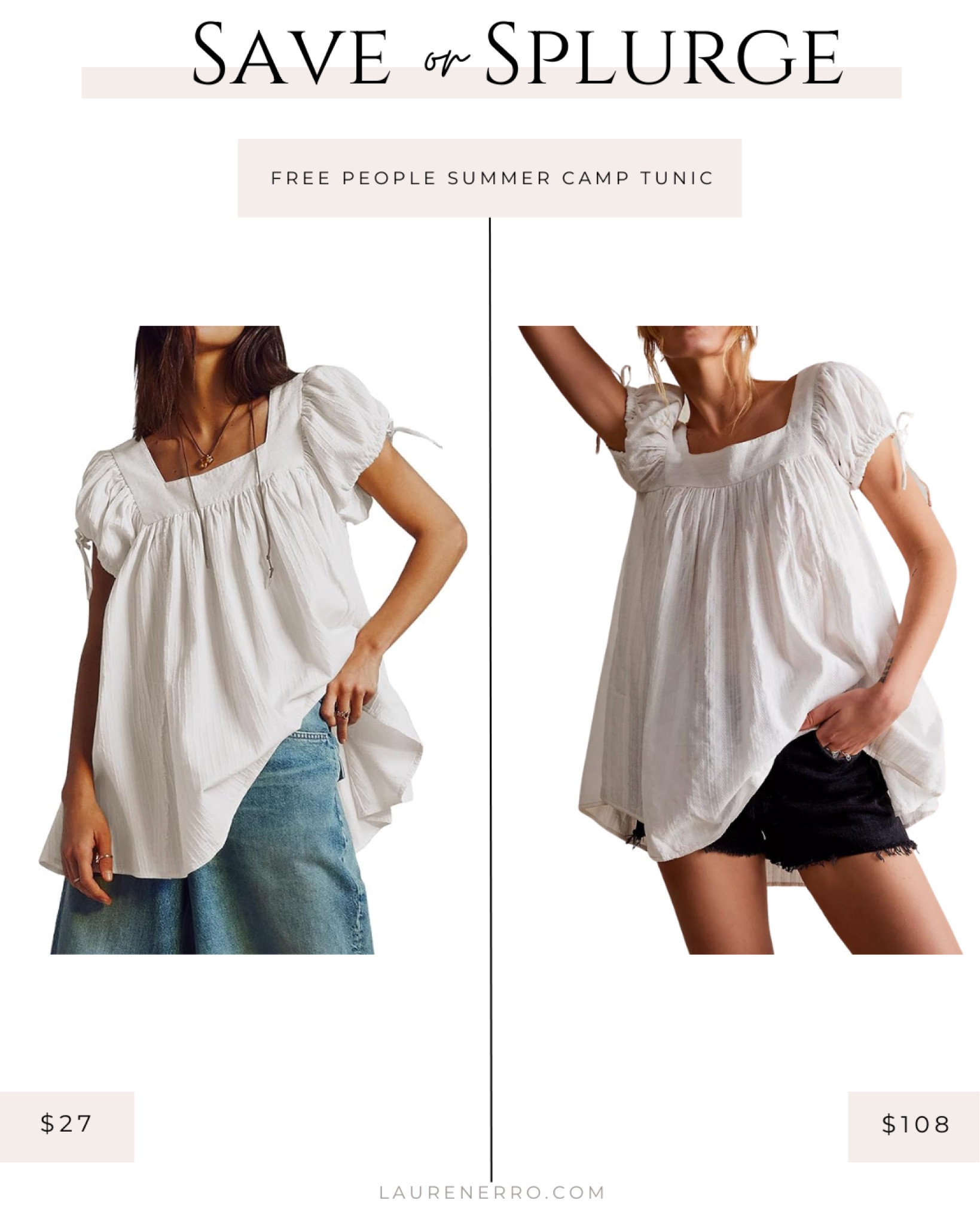 Save or splurge with this Free People summer camp tunic lookalike on Amazon!
.
.
.
Free people dupe, free people alternatives, square neck top, puff sleeve, feminine style 


#LTKMidsize #LTKStyleTip #LTKFindsUnder50