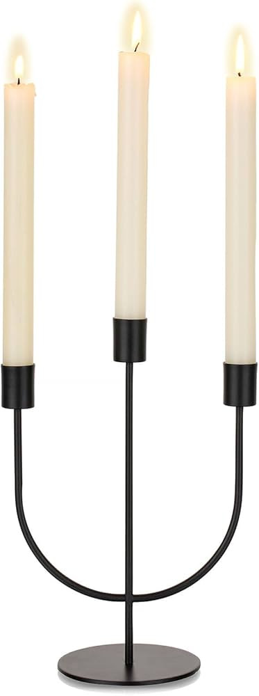 Sziqiqi Modern Candlestick Candle Holders - Matte Black Candelabra for Halloween Tabletop Taper C... | Amazon (US)