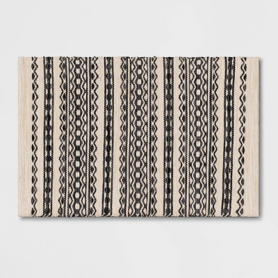 Norwalk Washable Striped Rug Black/Tan - Threshold™ | Target