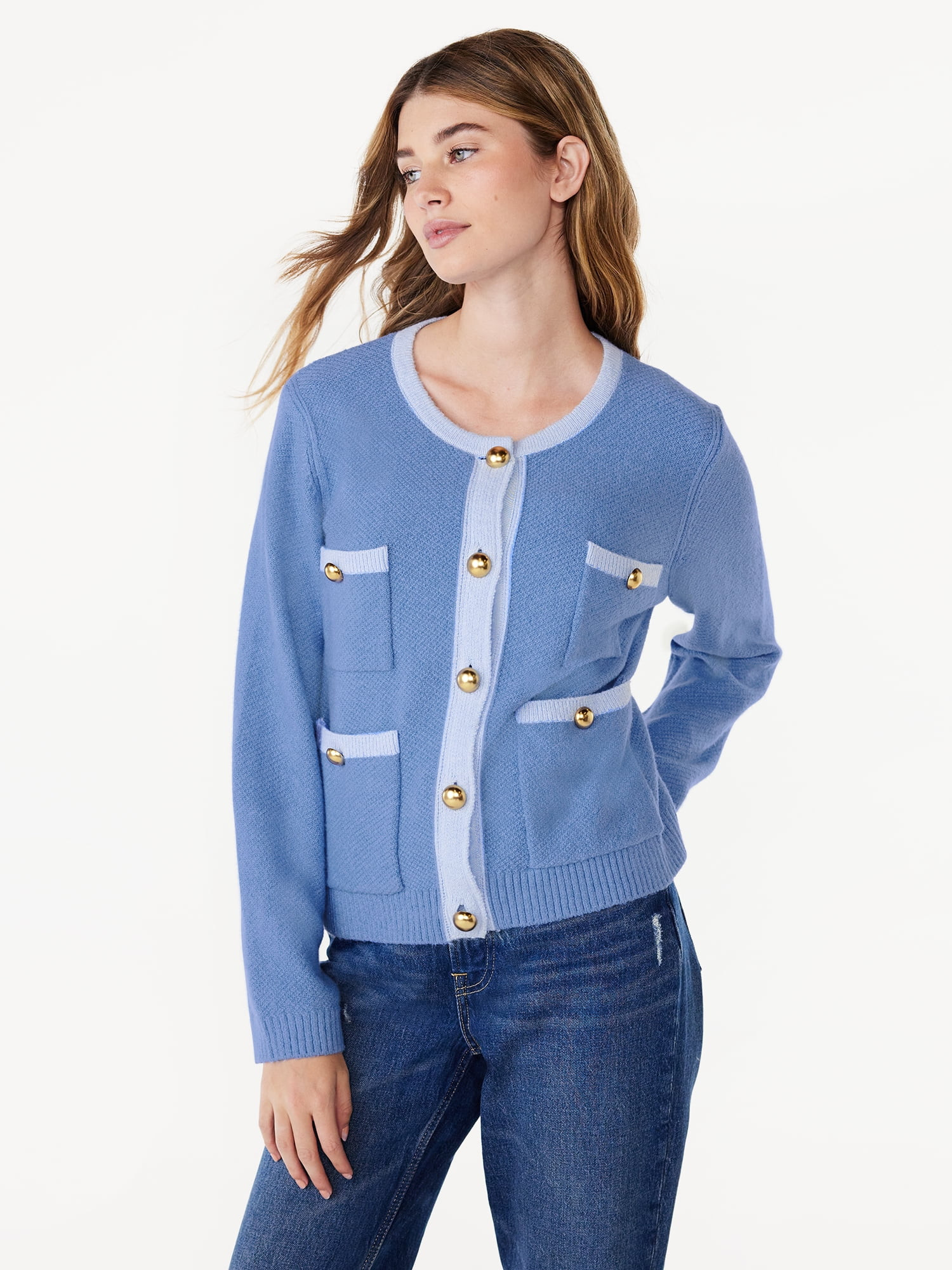 Free Assembly Women's Patch Pocket Cardigan Sweater, Midweight, Sizes XS-XXL | Walmart (US)