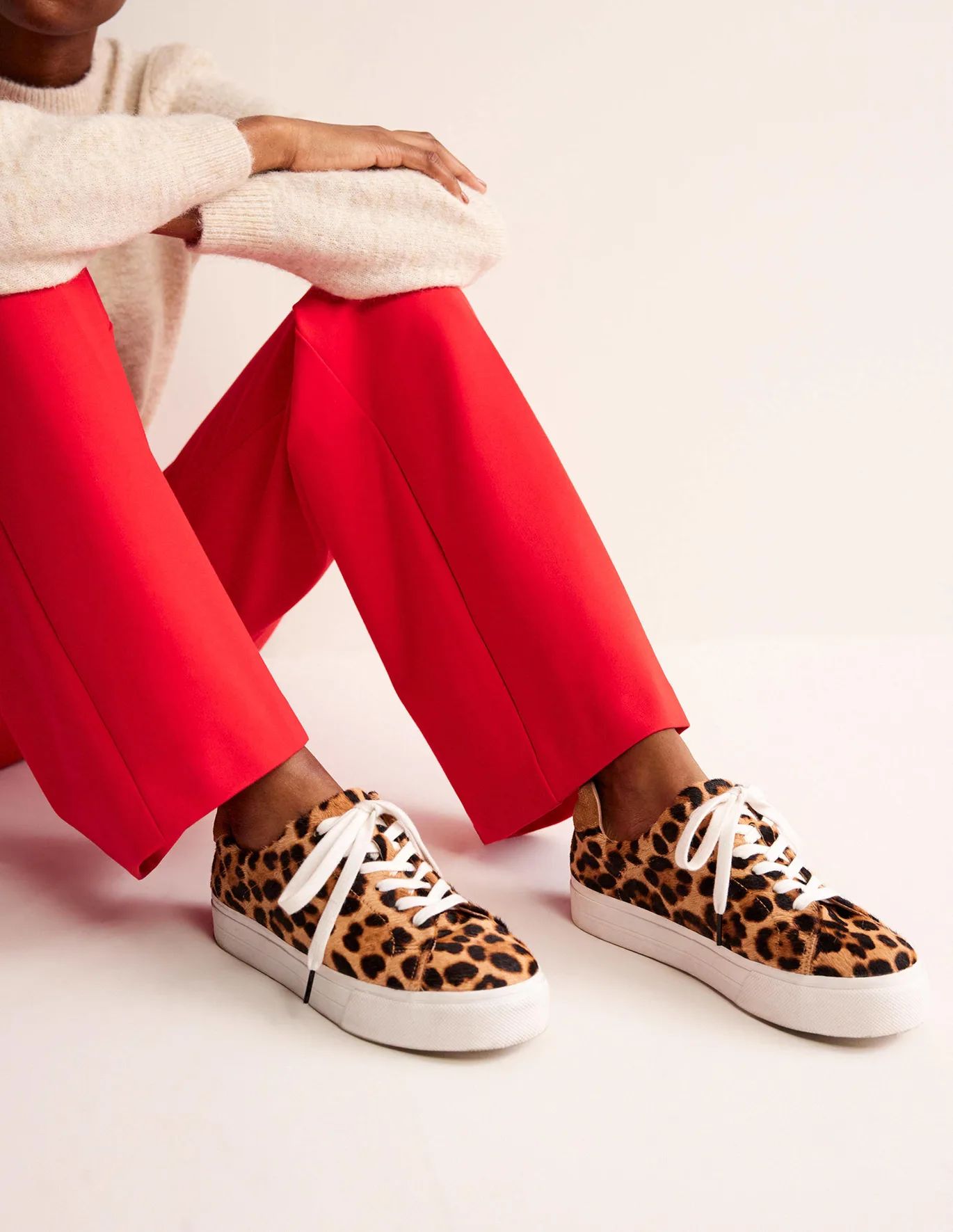 Leather Flatform Sneakers - Leopard | Boden US | Boden (US)