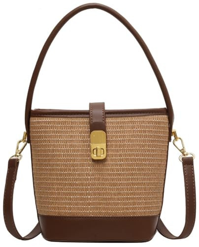 Straw Beach Bags For Women Rattan Purse Summer Straw Cross-body Bag Raffia Handbag Purses Shoulder Bag Small Bucket Bag 2025 | Amazon (US)