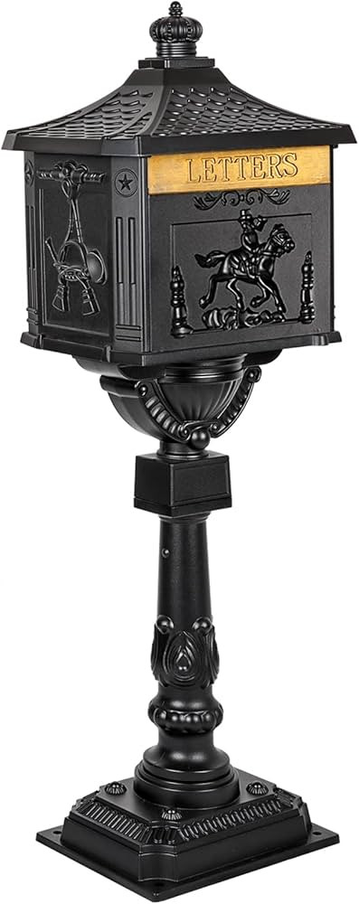 Polar Aurora Mailbox Cast Aluminum Black Mail Box Postal Box Security Heavy Duty New | Amazon (US)
