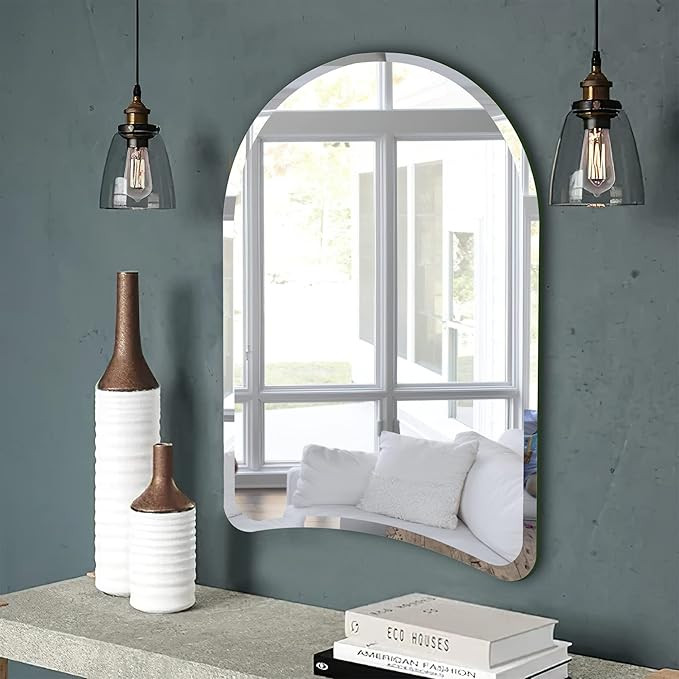 NeuType Wall Mirror 36"x 24" Arch Mirror Beveled Edge Frameless Mirror Hanging or Leaning Against... | Amazon (US)