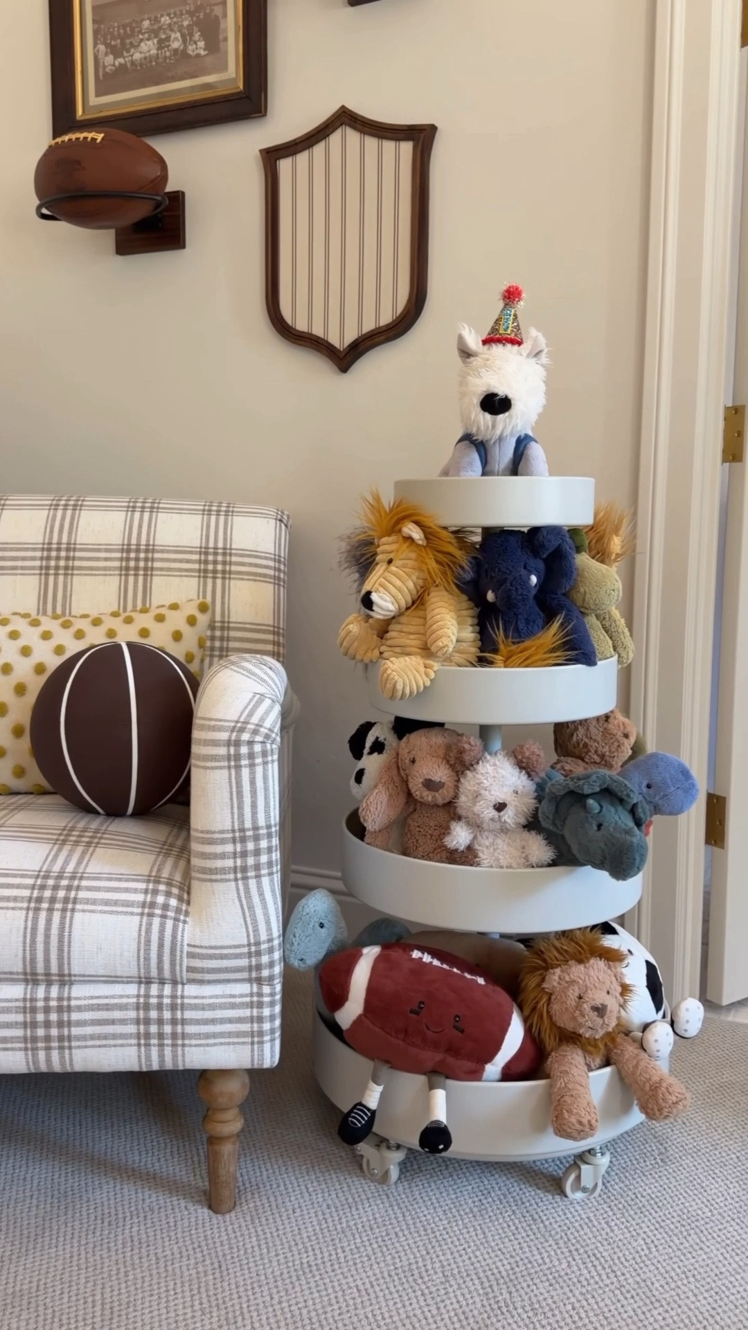 Every Jellycat collector needs this. 🧸🦁 

Out of all the collections in our home, this one will always be one of my favorites. Every single one has a story behind it—a birthday, a special trip, a milestone, or simply one that made my little boy smile. 🦕🐶 
I wanted a way to keep them organized while letting them be part of his room instead of tucked away in a basket. They’re too special to hide, and seeing them all displayed together makes this little corner even more meaningful. 🤍

#LTKHome #LTKKids #LTKBaby