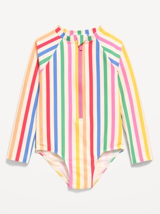 Printed Zip-Front Rashguard One-Piece Swimsuit for Toddler Girls | Old Navy (US)