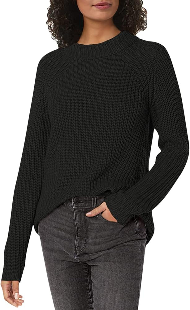 Goodthreads Women's Relaxed-Fit Cotton Shaker Stitch Mock Neck Sweater | Amazon (US)