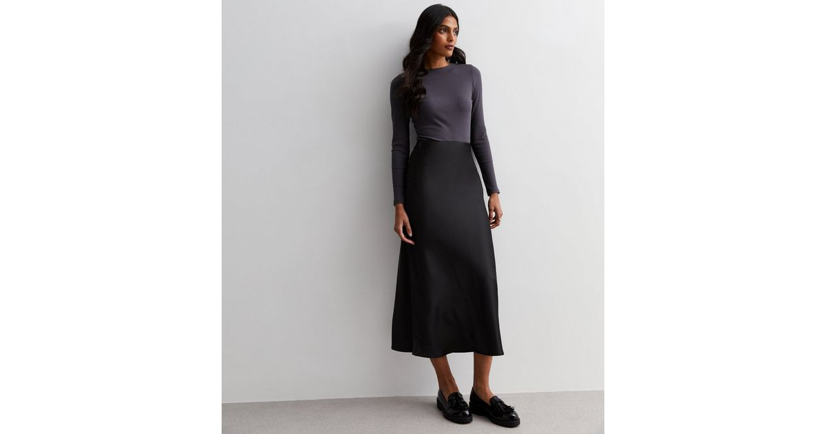 Black Satin Bias Cut Midaxi Skirt
						
						Add to Saved Items
						Remove from Saved Items | New Look (UK)