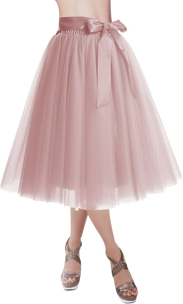DRESSTELLS Knee Length Tulle Skirt Tutu Skirt Evening Party Gown Prom Formal Skirts | Amazon (US)
