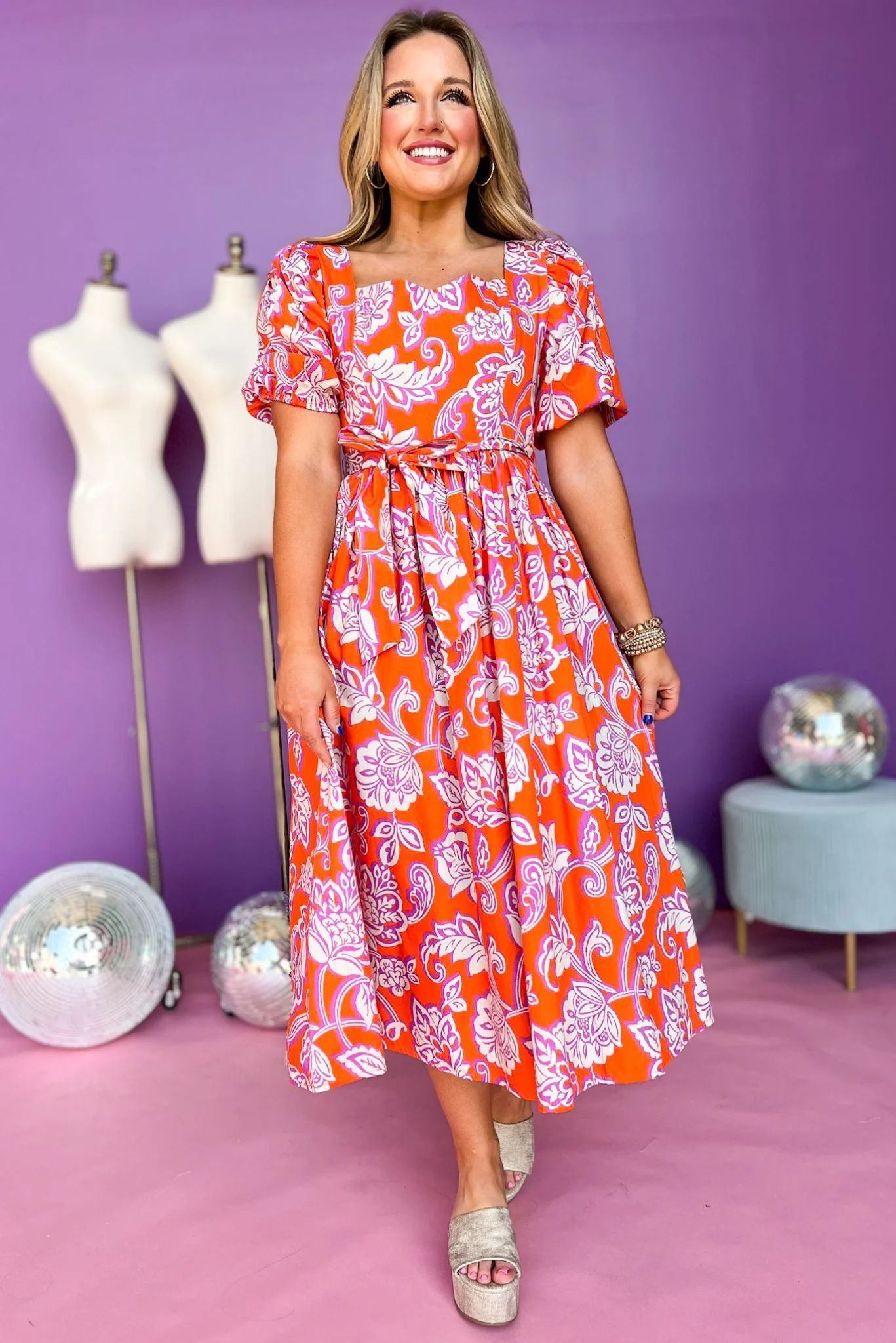 Orange Orchid Printed Poplin Short Sleeve Midi Dress | Shop Style Your Senses