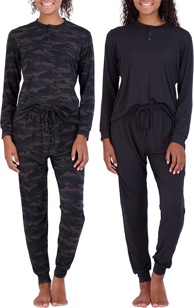 Real Essentials 4 Piece: Women's Long Sleeve Pullover Hoodie Henley Sweatshirt & Jogger Set- Athl... | Amazon (US)