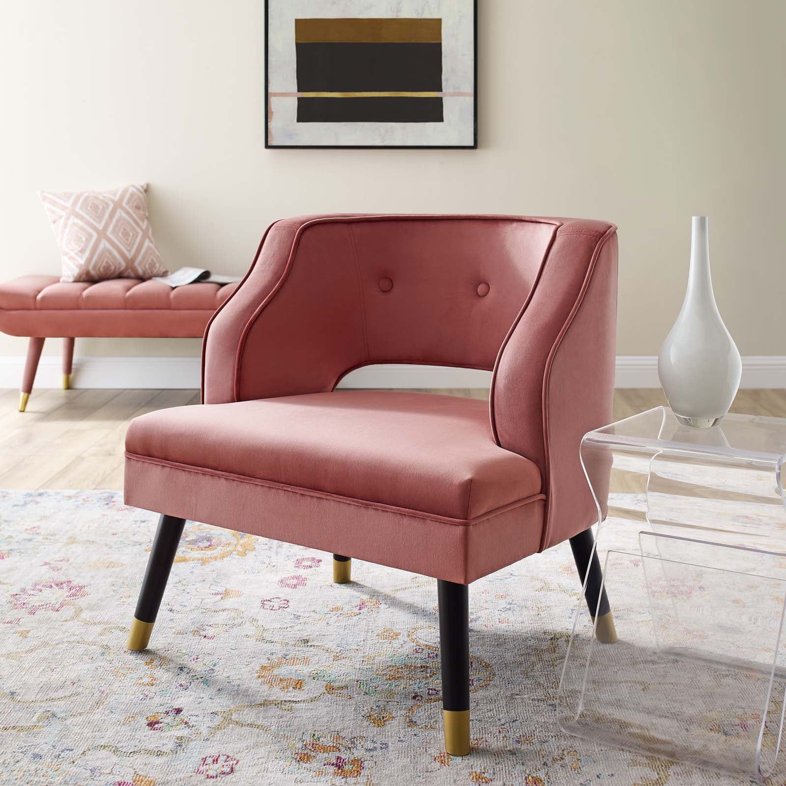 Contemporary Modern Urban Designer Living Room Lounge Club Lobby Accent Side Chair Armchair, Velv... | Walmart (US)