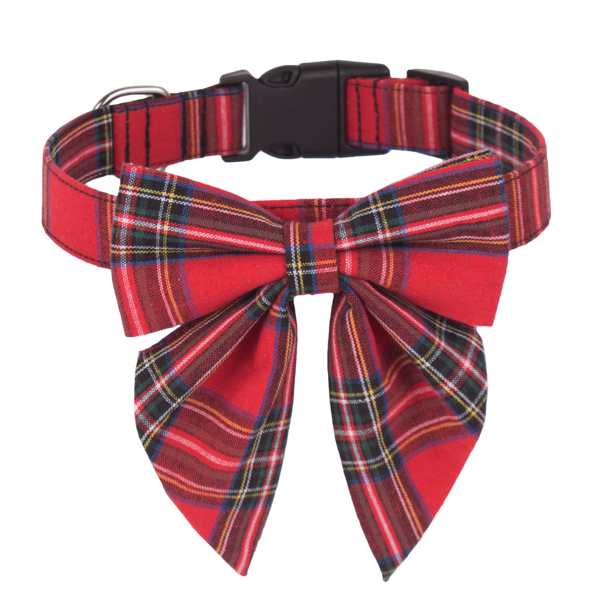 ADOGGYGO Christmas Dog Collar with Bow, Adjustable Cotton Red Plaid Bowtie Dog Christmas Collars ... | Amazon (US)