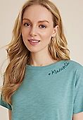 State Embroidered Crew Neck Tee | Maurices