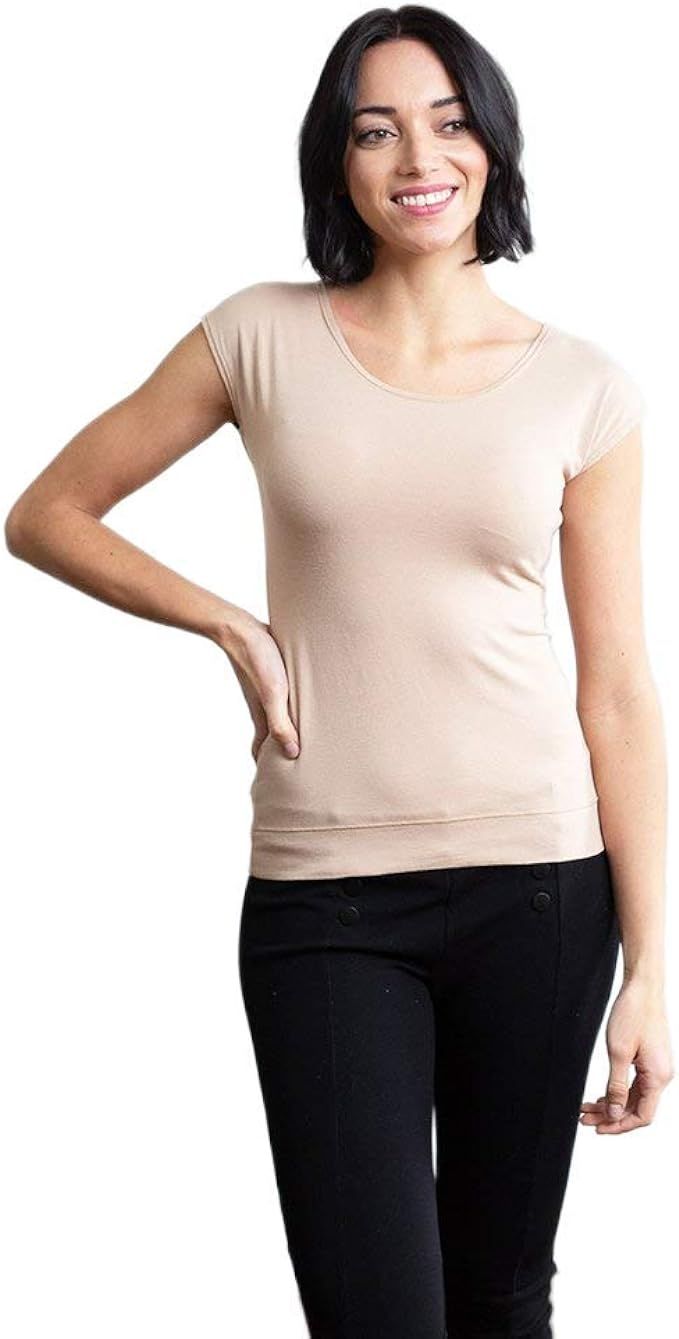 HALFTEE Full Length Cap Sleeve Layering Tee | Layering Top for Women & Teens | XS-3X | Amazon (US)