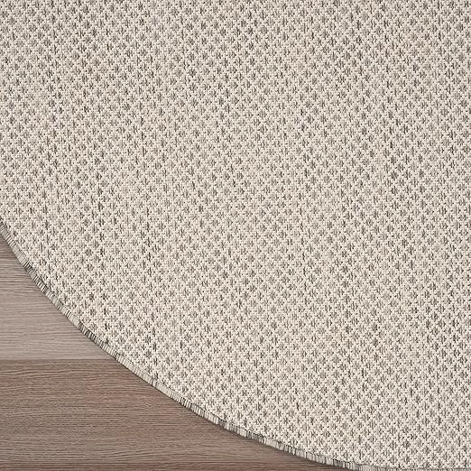 Nourison Courtyard Indoor/Outdoor Ivory/Silver 8' x Round Area Rug, Easy Cleaning, Non Shedding, ... | Amazon (US)