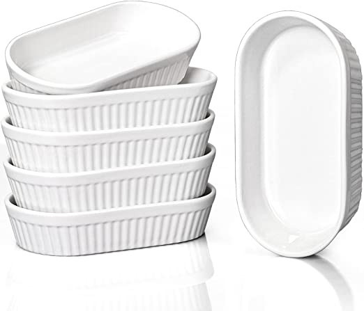 Delling 8 Oz Ramekins - Souffle Dishes Oven Safe, Oval Ramekins for Baking Crème Brulee, Porcela... | Amazon (US)