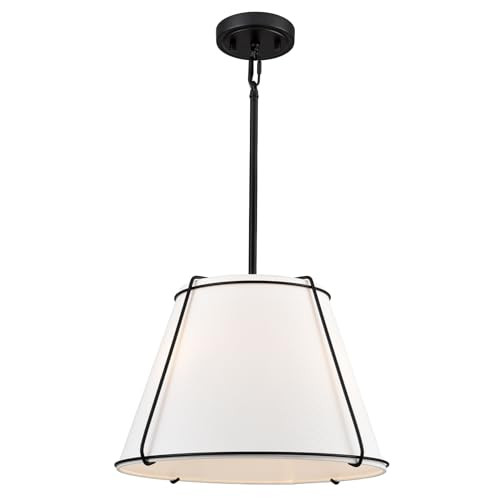 Modern Pendant Light Fixtures, 16" White Linen Drum Pendant Lights, Adjustable Hanging Light Fixt... | Amazon (US)