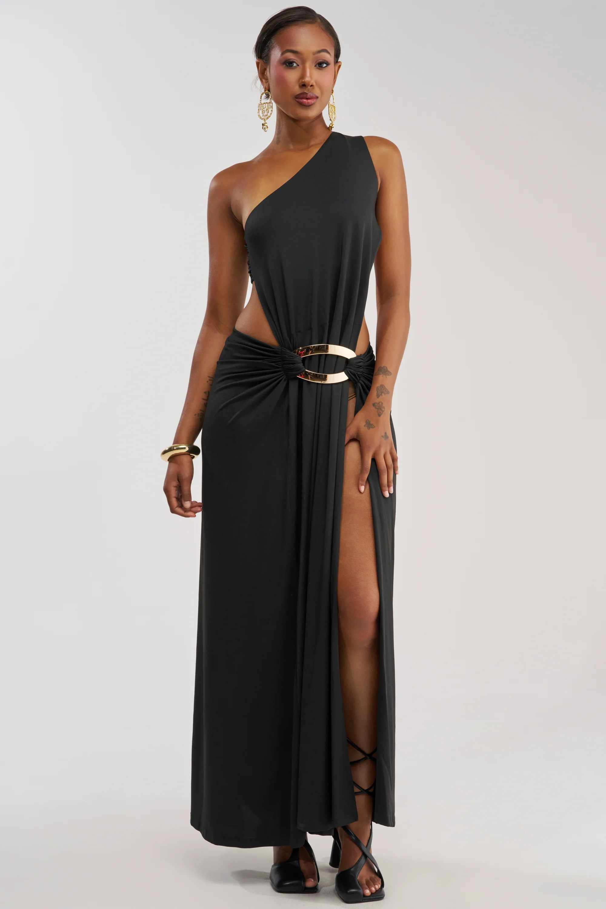 HEARTBREAKER ONE SHOULDER MAXI DRESS IN BLACK | AKIRA