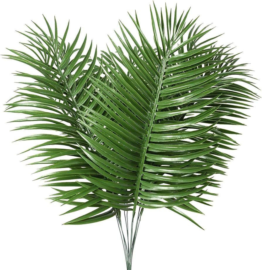 HANDIC 12pcs Artificial Palm Leaves Tropical Plant Outdoor UV Resistant Faux Fake Palm Fronds Pla... | Amazon (US)