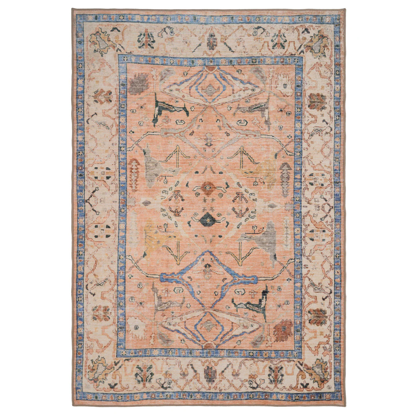 Soft Washable Multicolour Vintage Rug - Amelia |Living Room Rugs | Kukoon Rugs Online | Kukoon Rugs