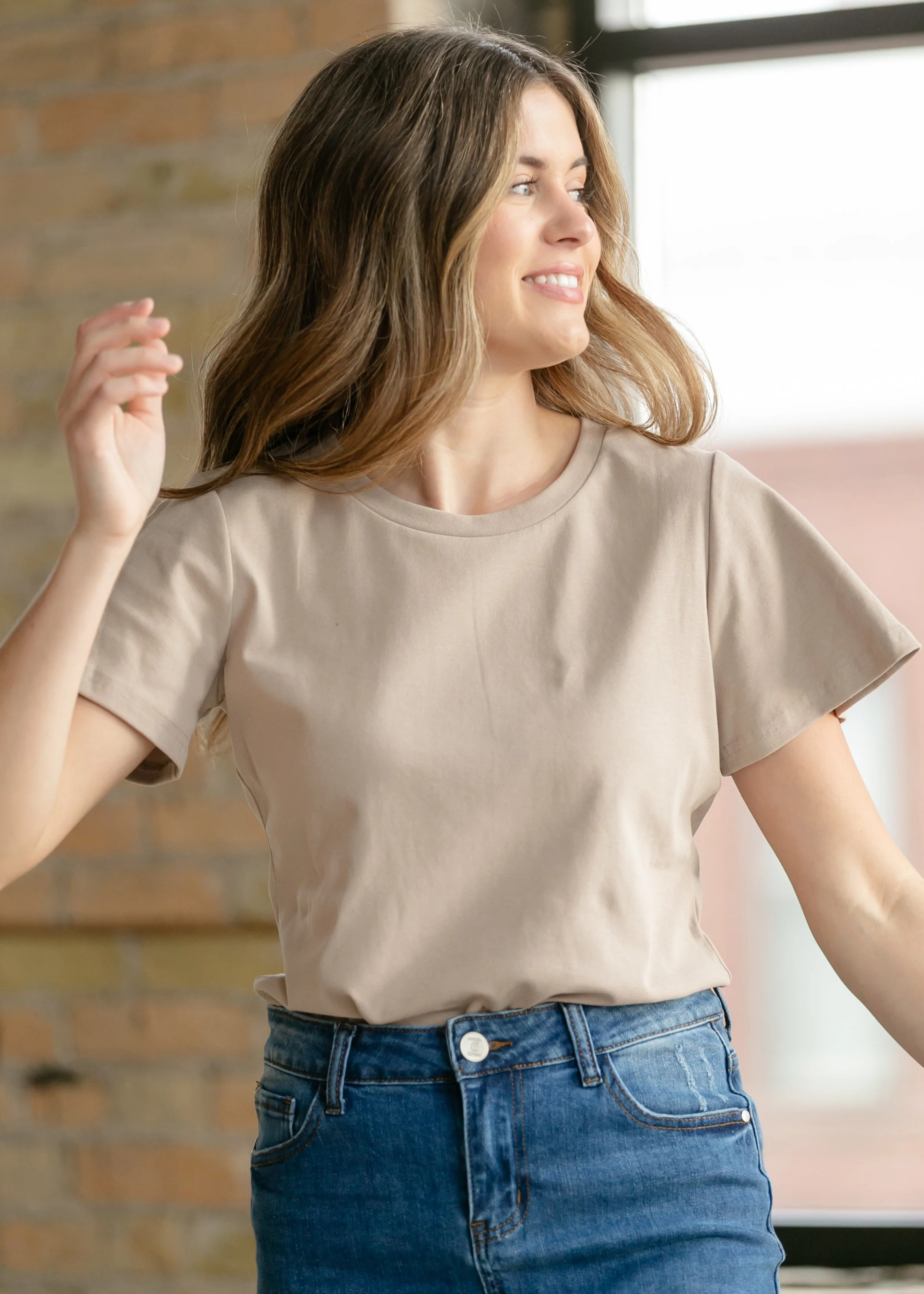 Essential Navy Flutter Sleeve Top | Inherit Clothing Co.