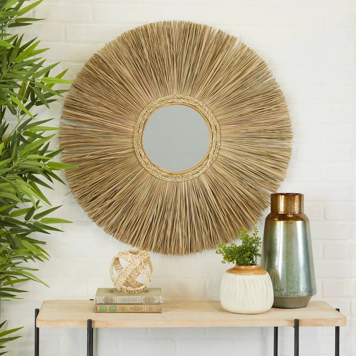 Wood Starburst Wall Mirror Brown - Olivia & May | Target