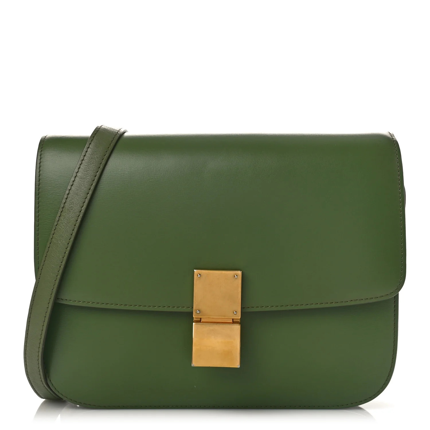 Box Calfskin Classic Box Medium Flap Bag Army Green | FASHIONPHILE (US)