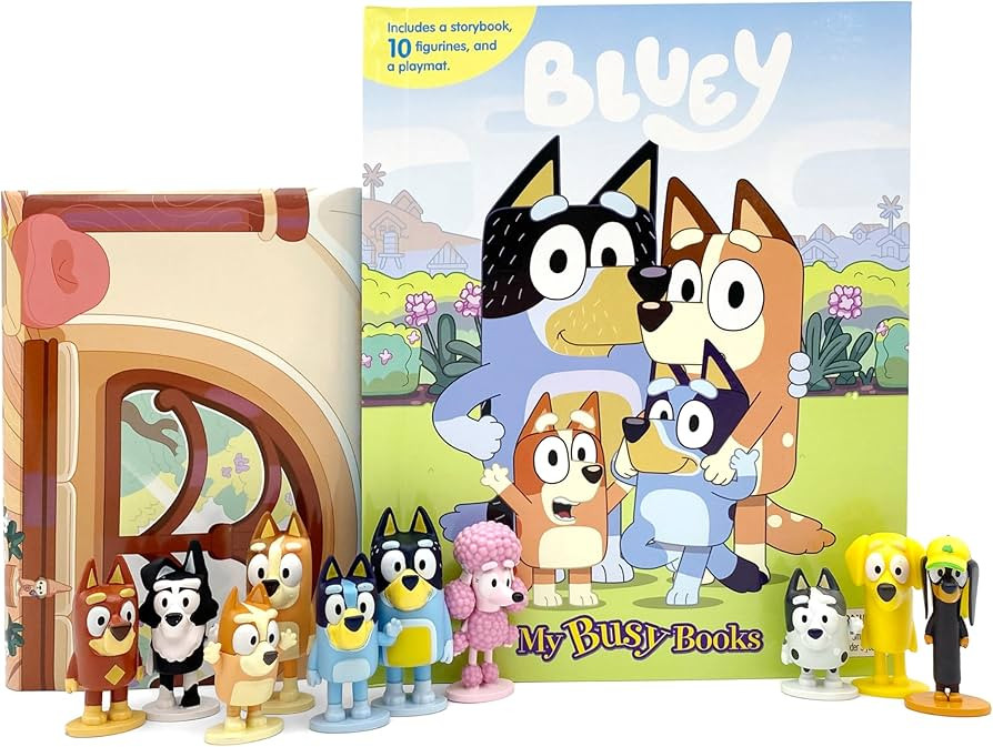 Bluey My Busy Books - Storybook, 10 figurines, playmat | Amazon (US)