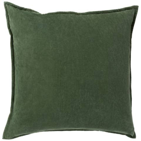 Surya Cotton Velvet Dark Green 20" Square Decorative Pillow | Lamps Plus