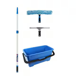 Unger Total Pro Kit w/14 in. Scrubber, 12 in. Squeegee and 6 ft. Telescoping Connect & Clean Pole... | The Home Depot