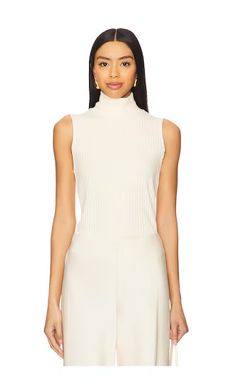 Rib Sleeveless Turtleneck in Chalk | Revolve Clothing (Global)