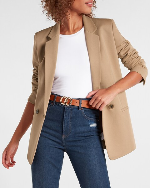 Knit Double Breasted Boyfriend Blazer | Express