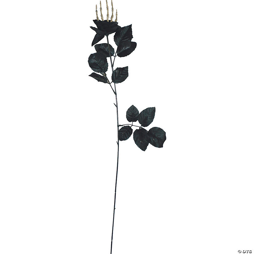 21" Black Rose with Skeleton Hand Halloween Decoration | Oriental Trading Company