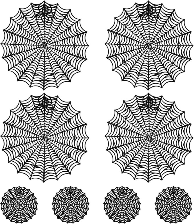 Halloween Spider Web Placemat Set of 8 Include 15" Heat Insulation Spider Web Table Mat 4" Hollow... | Amazon (US)