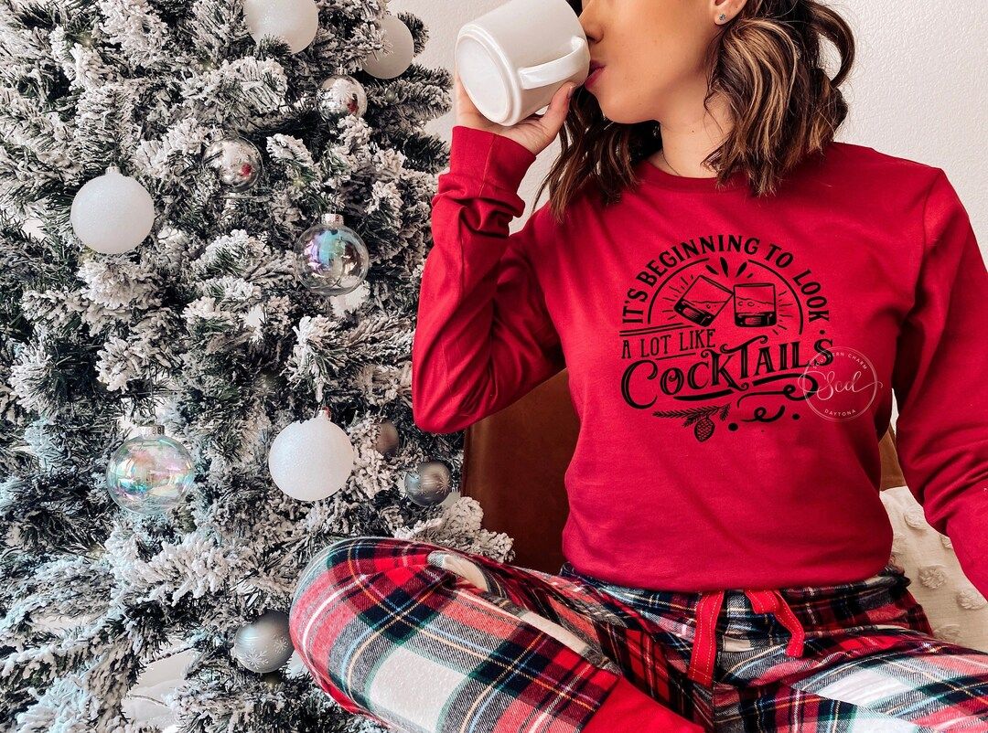 It's Beginning To Look A Lot Like Cocktails | Christmas Shirt | Funny Christmas Shirt | Bella + C... | Etsy (US)