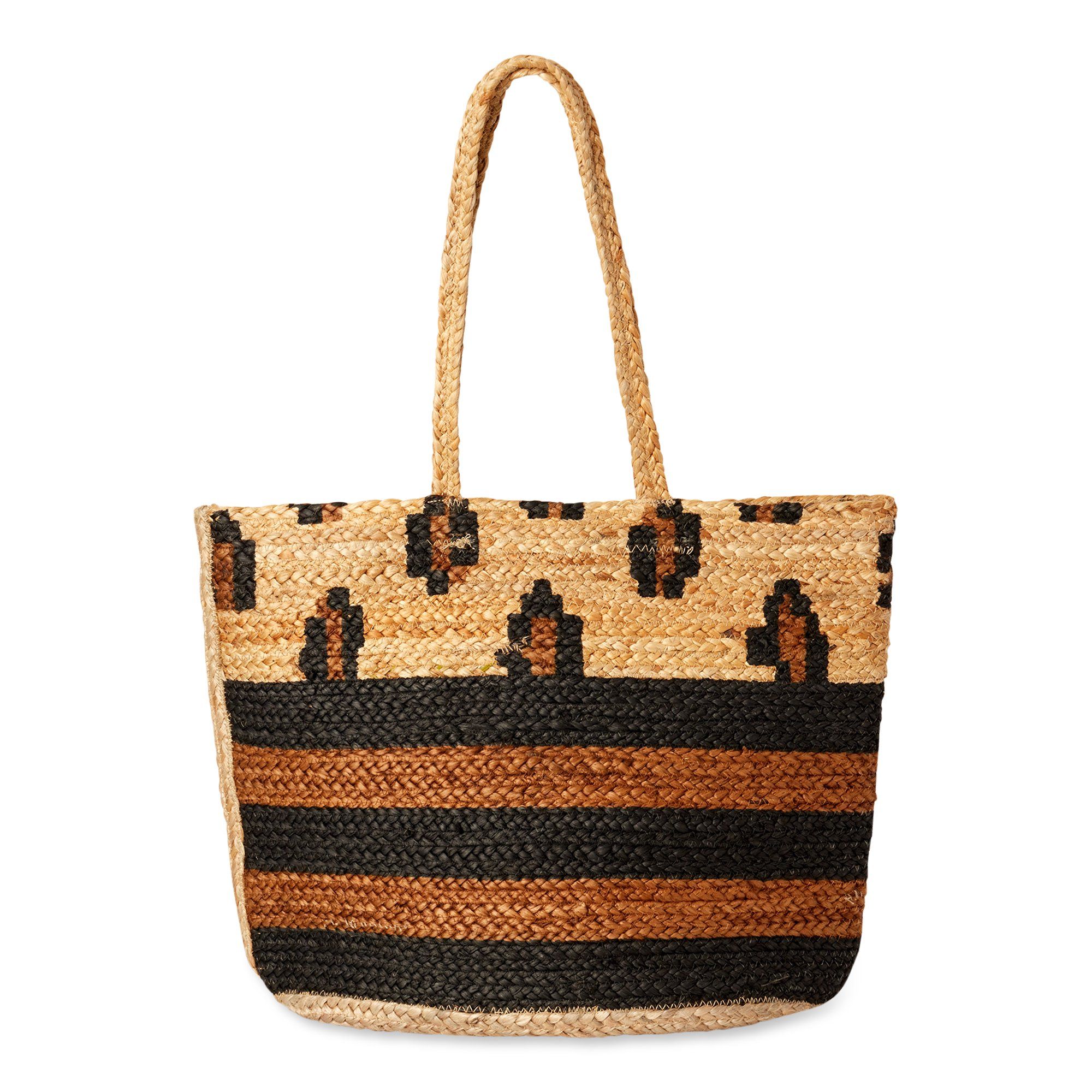 Magid Women's Spring Jute Leopard Striped Beach Tote Handbag | Walmart (US)