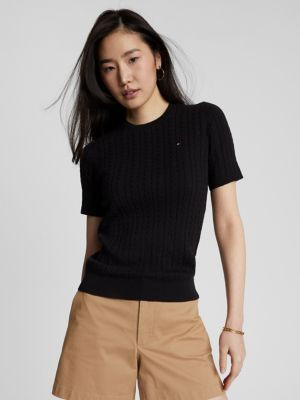 Cable Knit Short-Sleeve Sweater | Tommy Hilfiger | Tommy Hilfiger (US)
