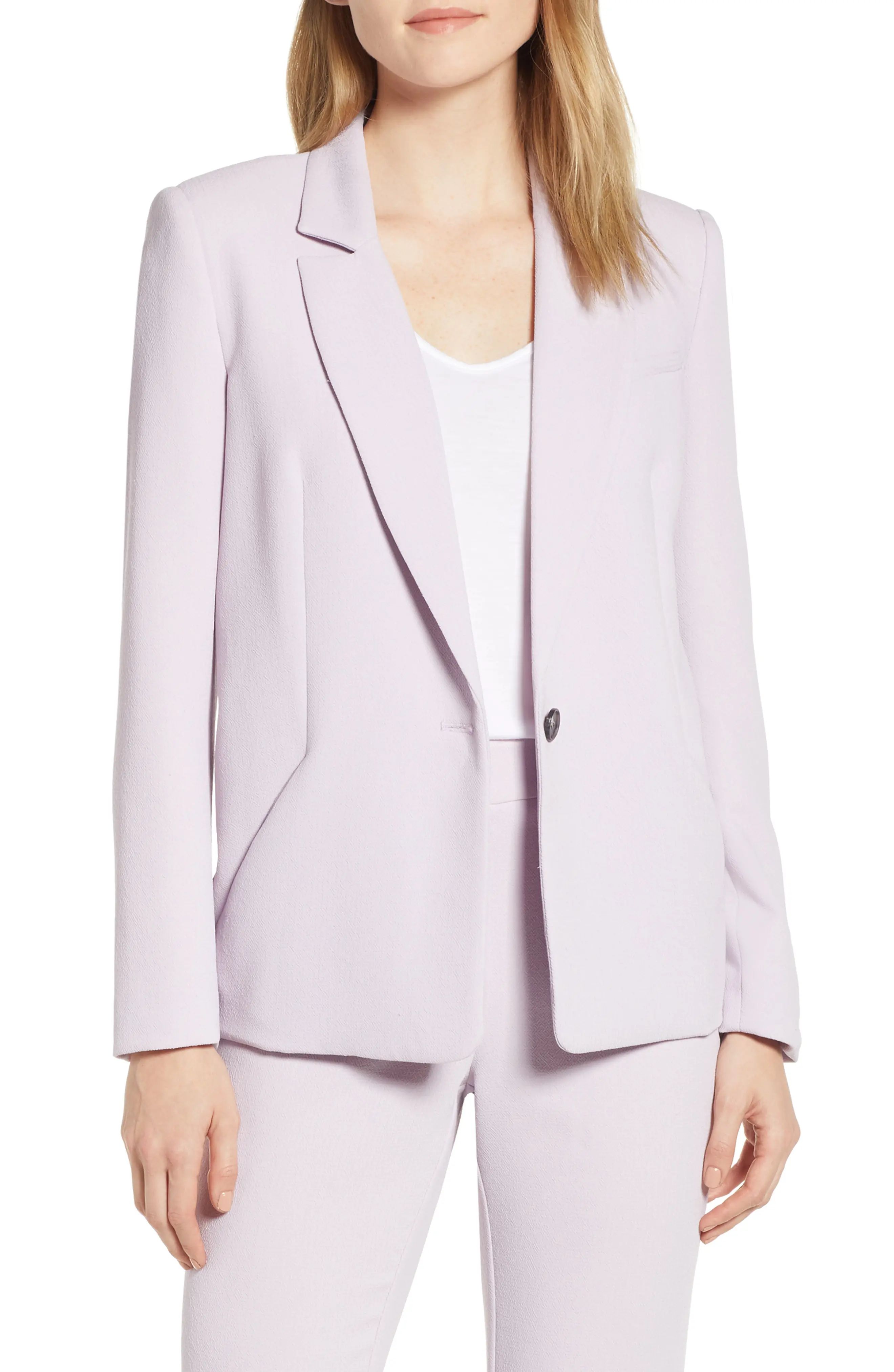 Women's 1.state Textured Crepe Single Button Blazer, Size 6 - Pink | Nordstrom