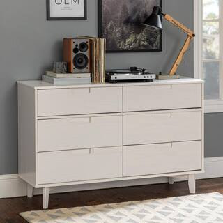 Sloane 6-Drawer White Mid-Century Modern Solid Wood Dresser | The Home Depot