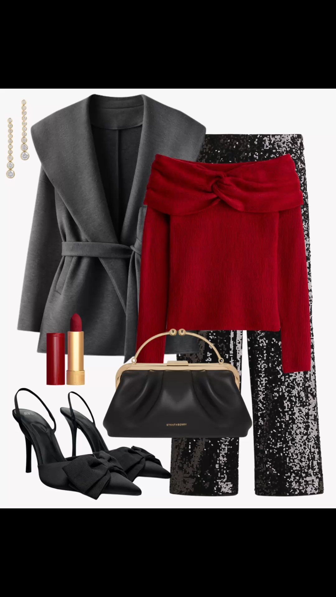 A holiday outfit with belted jacket, off shoulder sweater, sequin pants, top handle bag, heels ❤️

#LTKSaleAlert #LTKHoliday #LTKootd