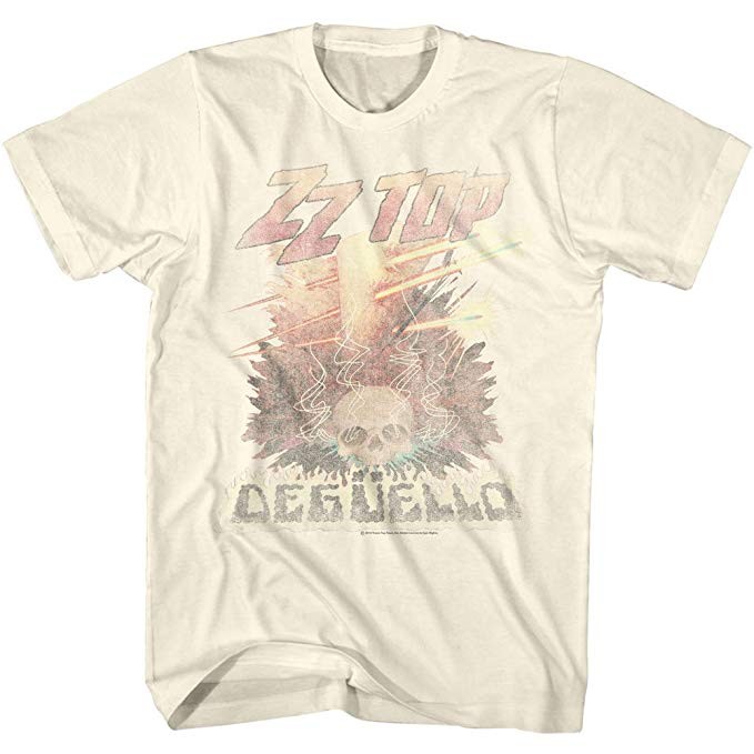 ZZ Top Rock Band Music Group Vintage Style Deguello Faded Logo Adult T-Shirt Tee Beige | Amazon (US)