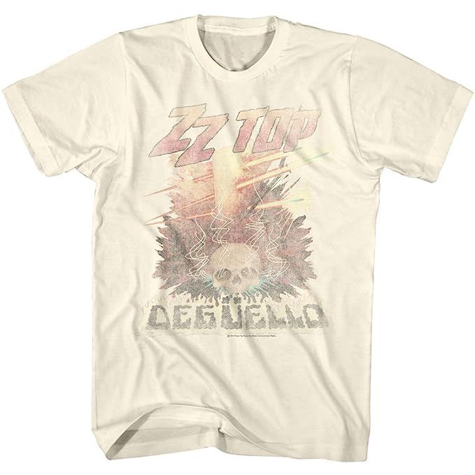 ZZ Top Rock Band Music Group Vintage Style Deguello Faded Logo Adult T-Shirt Tee Beige | Amazon (US)