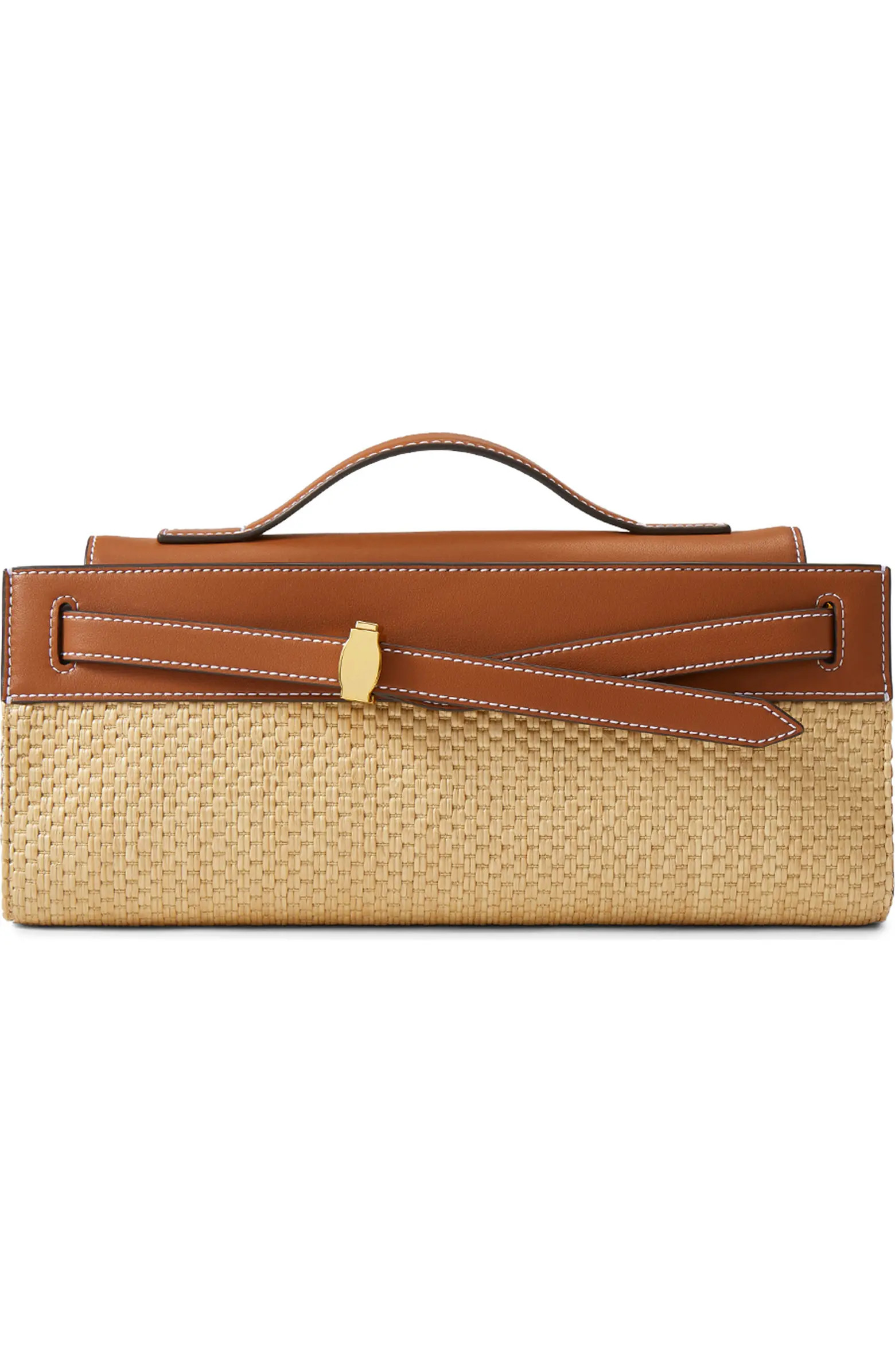 Dash Leather & Raffia Clutch | Nordstrom