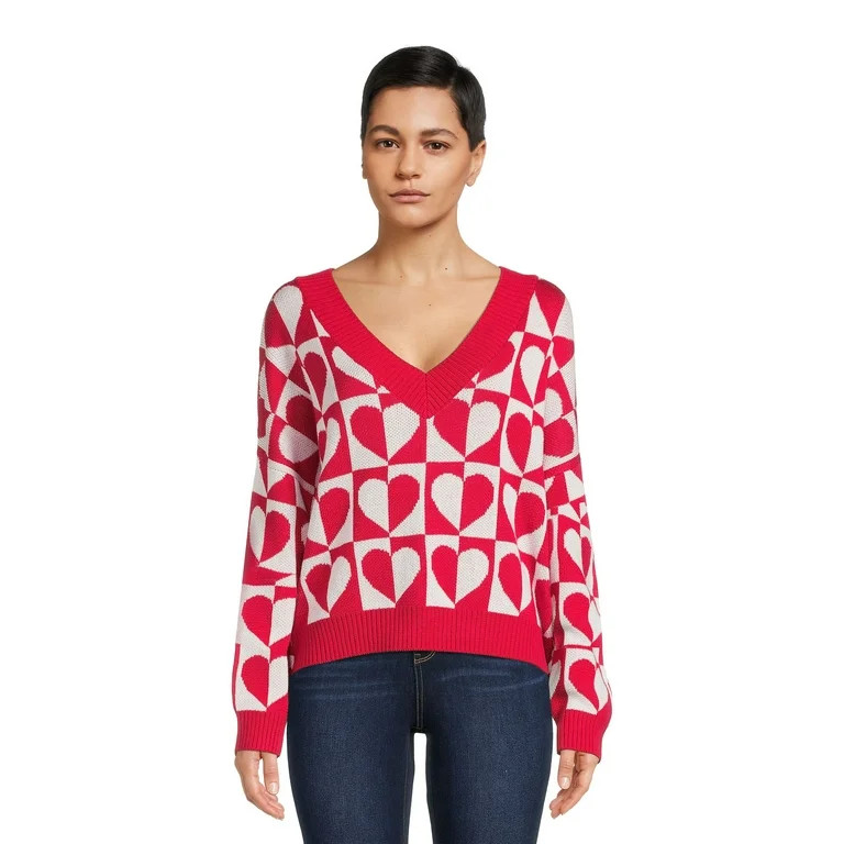 Madden NYC Juniors Plus V-Neck Sweater with Dolman Sleeves, Midweight - Walmart.com | Walmart (US)