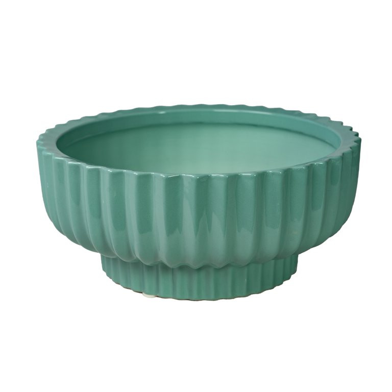 Better Homes & Gardens 12" Fischer Round Ceramic Planter, Teal - Walmart.com | Walmart (US)