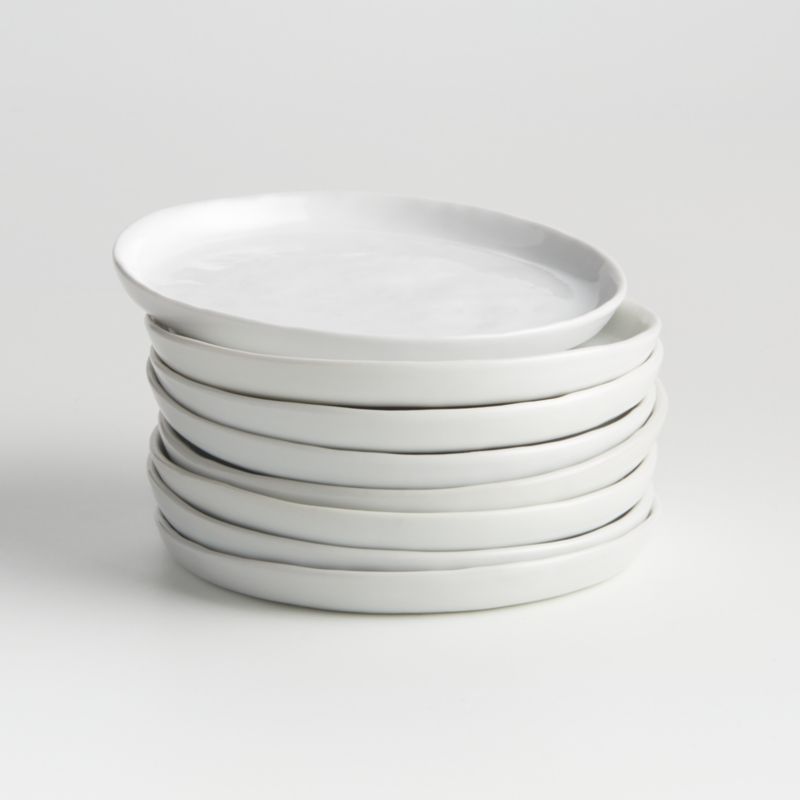 Mercer White Round Ceramic Appetizer Plates, Set of 8 + Reviews | Crate & Barrel | Crate & Barrel
