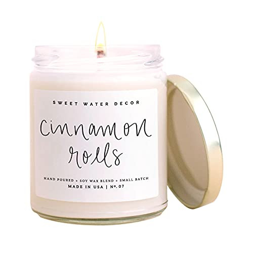 Sweet Water Decor Cinnamon Roll Candle | Cinnamon, Icing, Buttery Pastry Fall Scented Soy Candles... | Amazon (US)