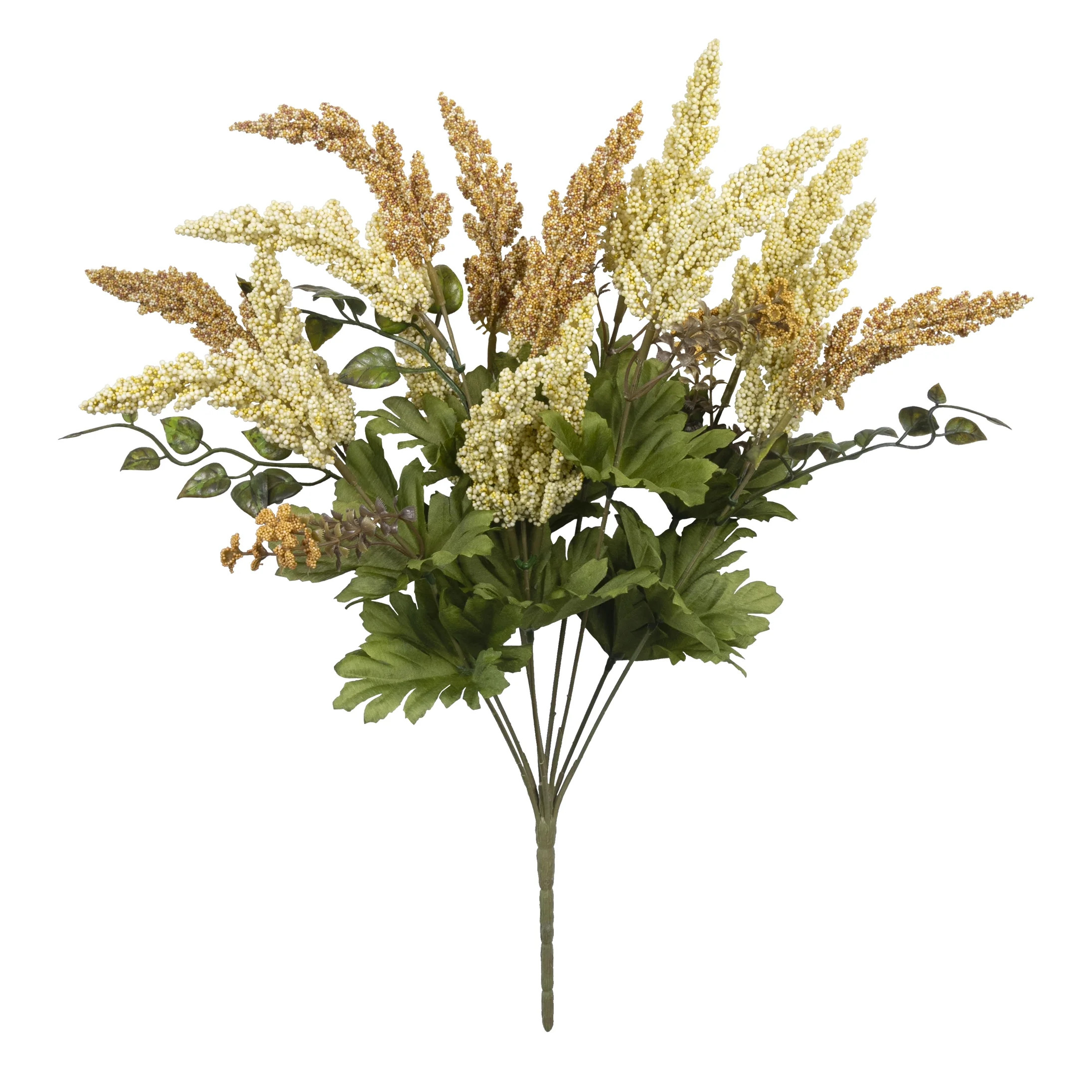 20" Artificial Silk Cream & Brown Heather Mixed Fall Bush, by Mainstays | Walmart (US)