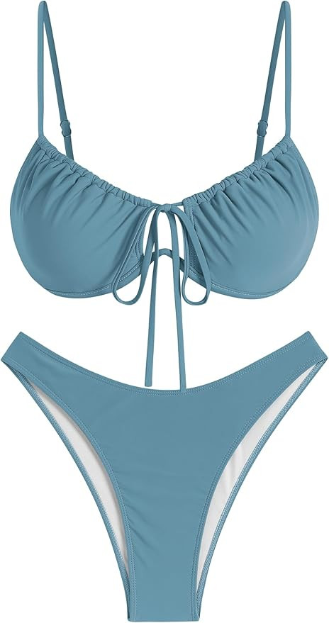 ZAFUL Women High Cut Bikini Sets String Sexy Swimsuit Two Piece Underwire Bathing Suit Brazilian ... | Amazon (US)